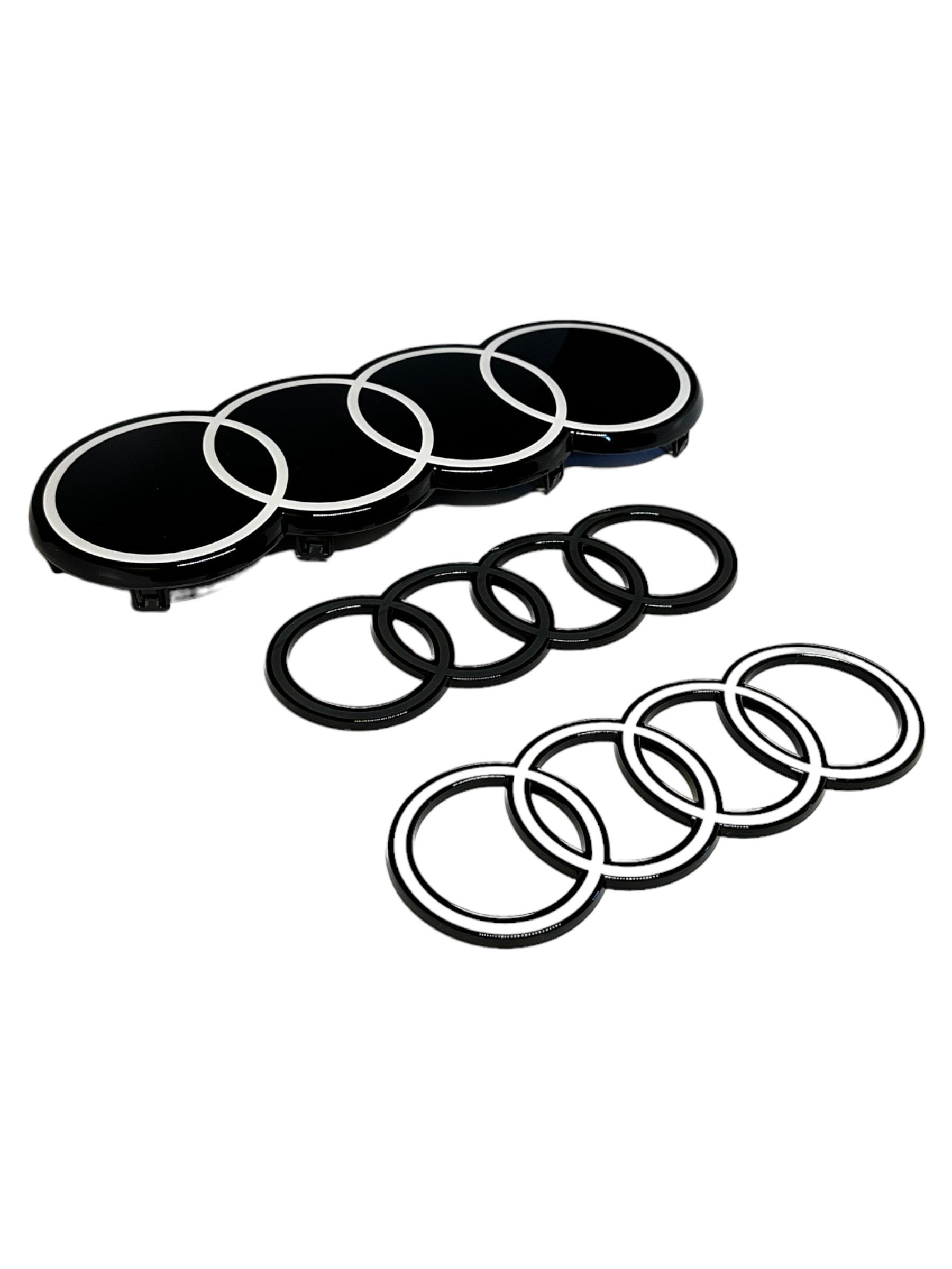 Genuine Audi Black Edition Rings Logo Emblem Set (Self-Adhesive) For A6 C5-C8, A7 4G